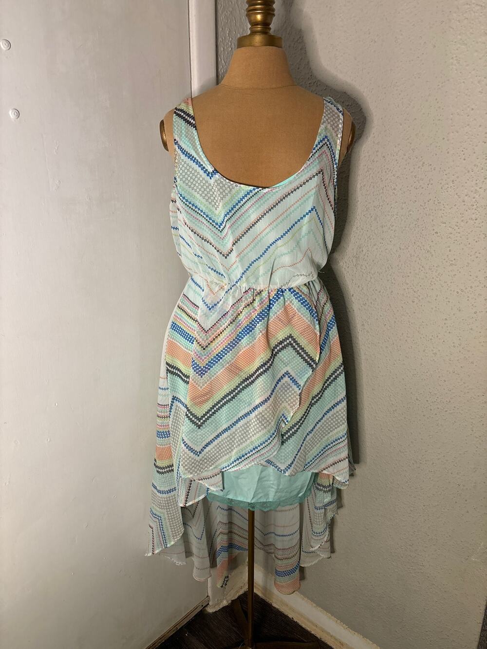 Candie's High Low Multi-Color Maxi Dress L Junior's Dopamine Boho Coconut Girl